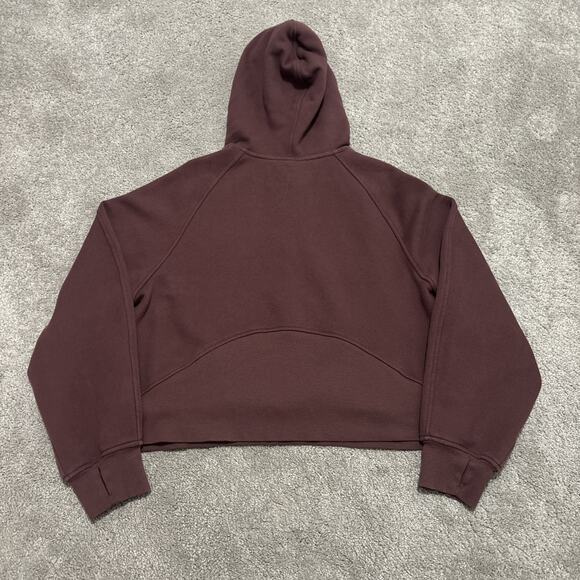 CRZ YOGA Fleece Womens Half Zip Hoodies Funnel Neck Thumb Holes Brown Size L - Picture 5 of 5